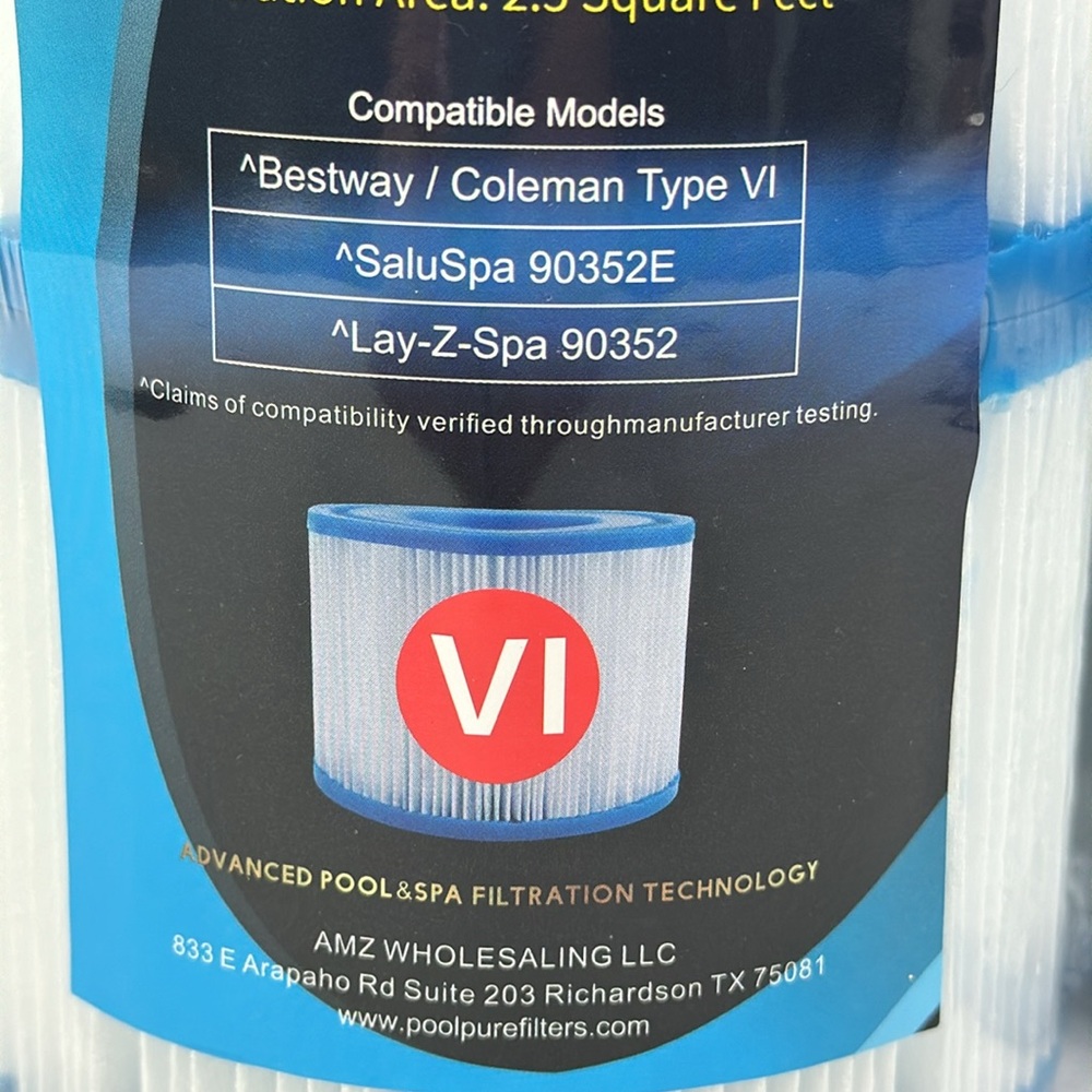 Poolpure Spa & Hot Tub Filters Type VI Set of 4 Lay Z Spa 90352, 90352E - Picture 3 of 8